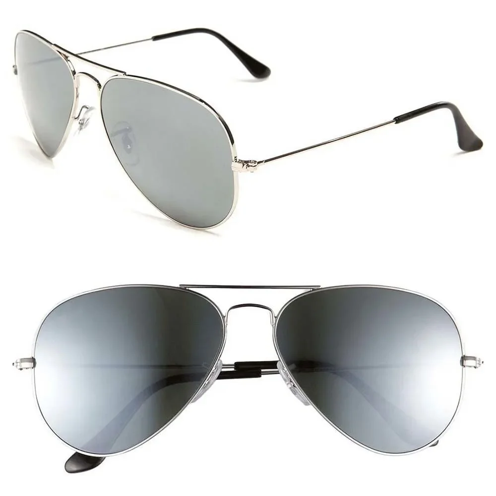 Classic Air Force Style Womens Mirrored Lens Chrome Silver Sunglasses Shades